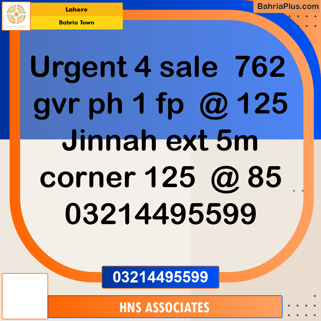 Residential Plot for Sale in Bahria Town, Lahore - (BP-199824)