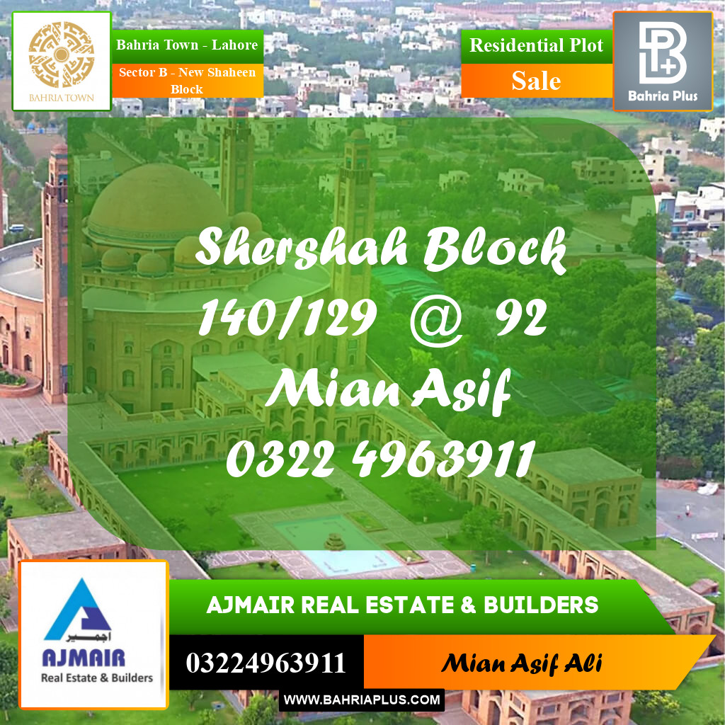 Residential Plot for Sale in Sector B - New Shaheen Block - Bahria Town, Lahore - (BP-199850)