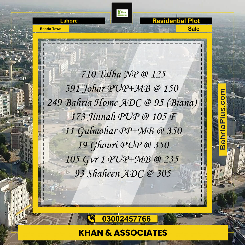 Residential Plot for Sale in Bahria Town, Lahore - (BP-199925)