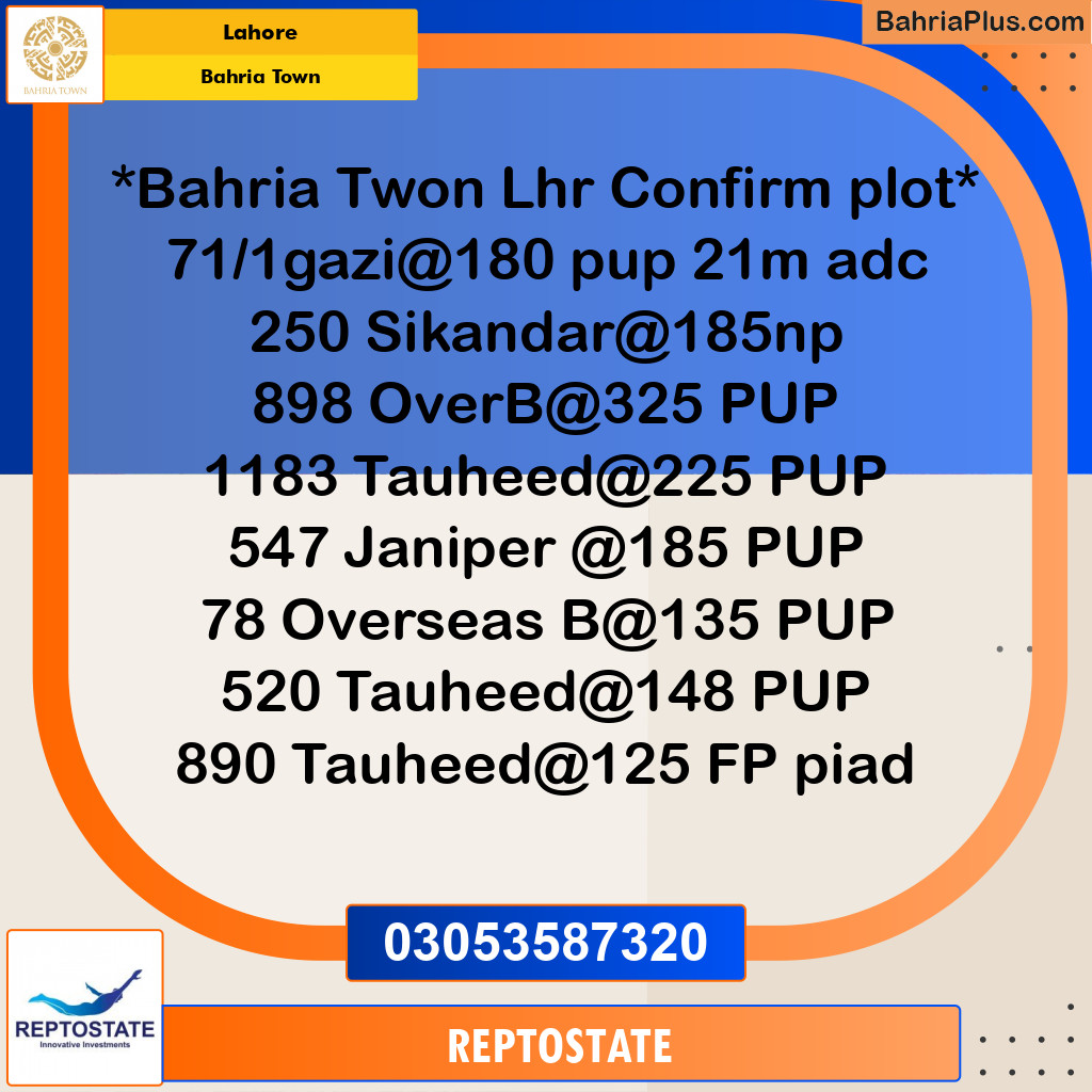 Residential Plot for Sale in Bahria Town, Lahore - (BP-199932)