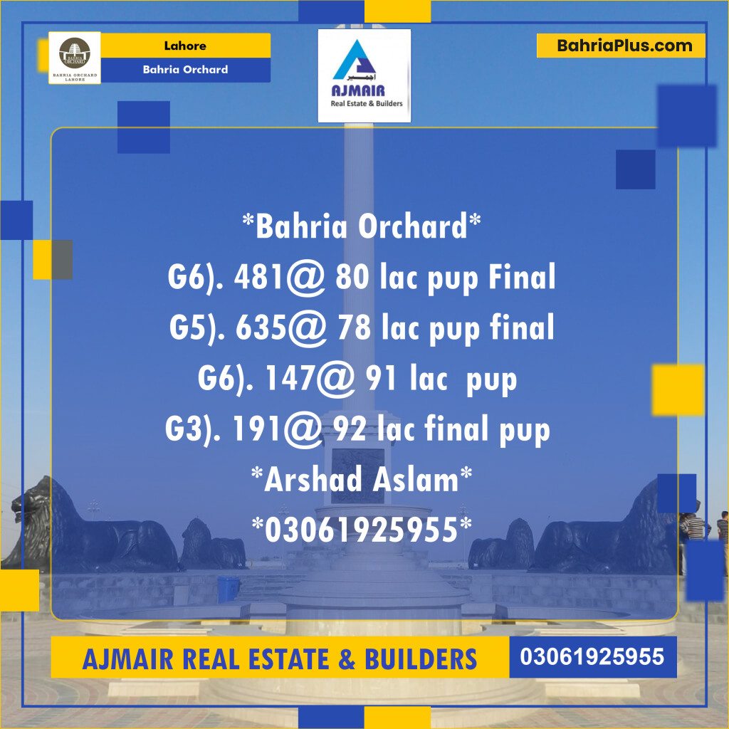 Residential Plot for Sale in Bahria Orchard, Lahore - (BP-199946)