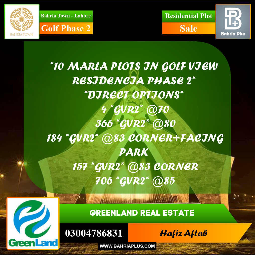 10 Marla Residential Plot for Sale in Golf Phase 2 -  Bahria Town, Lahore - (BP-199958)