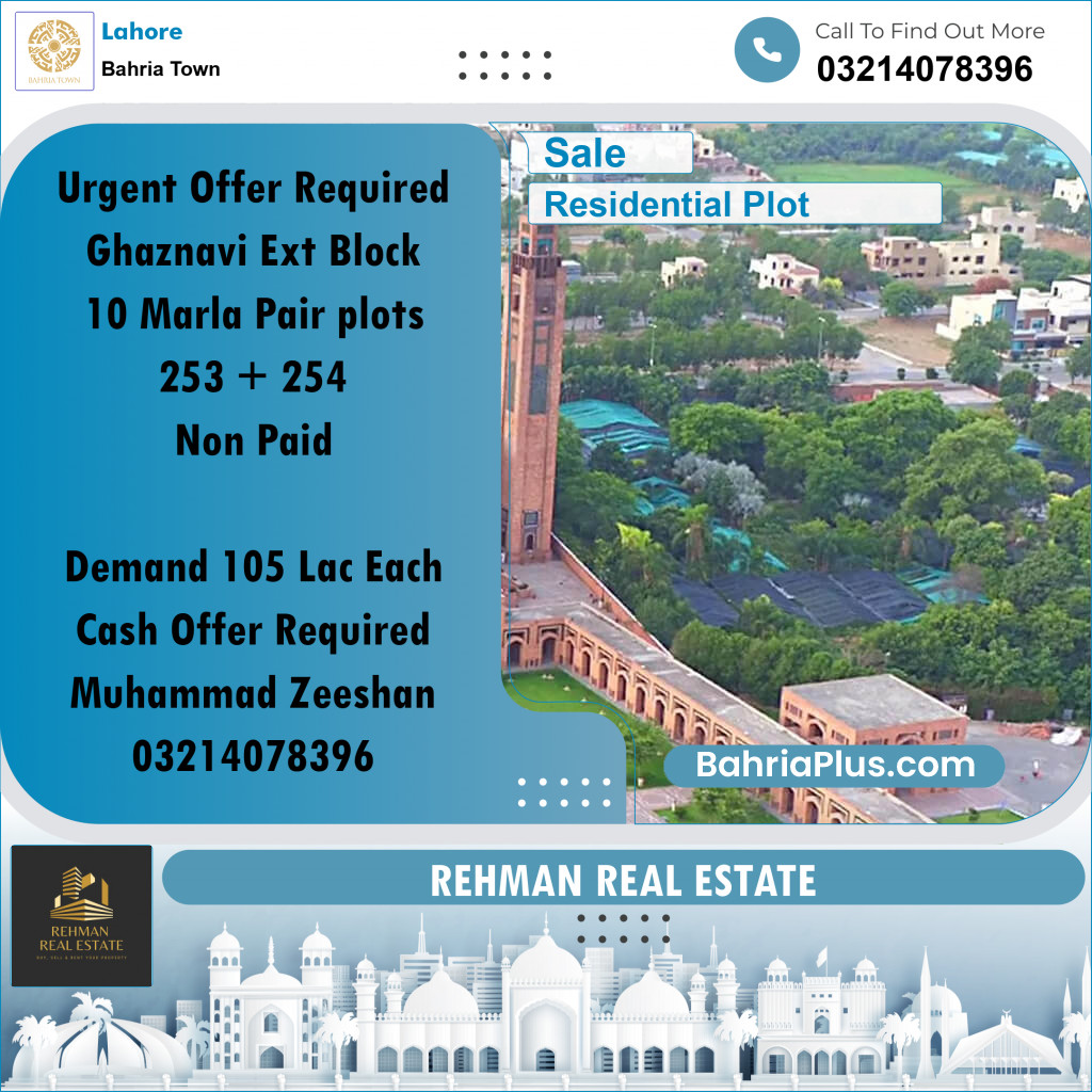 Residential Plot for Sale in Bahria Town, Lahore - (BP-199990)