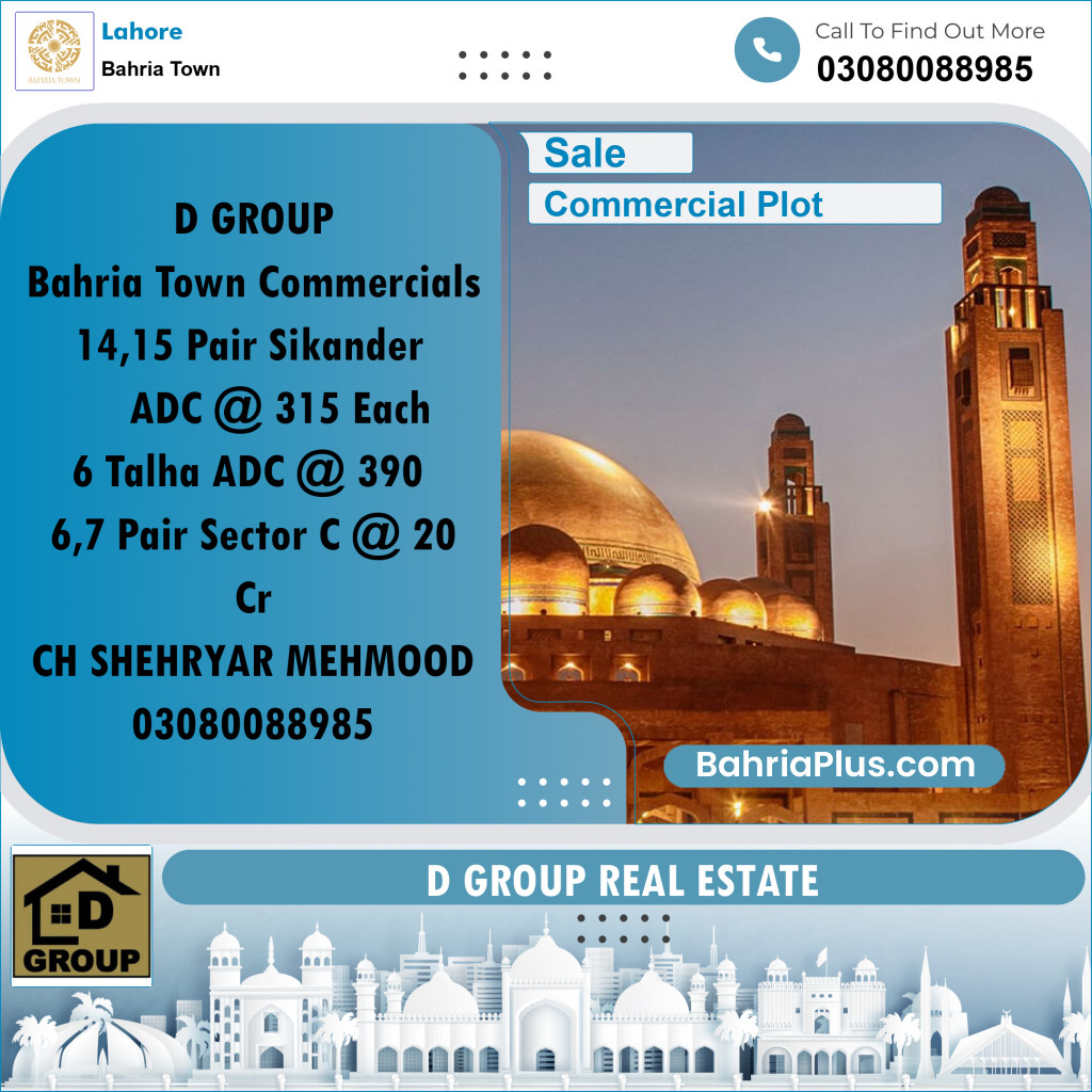 Commercial Plot for Sale in Bahria Town, Lahore - (BP-200047)