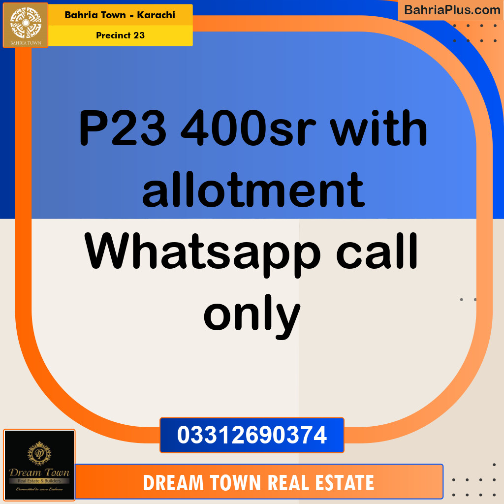 Residential Plot for Sale in Precinct 23 -  Bahria Town, Karachi - (BP-200071)