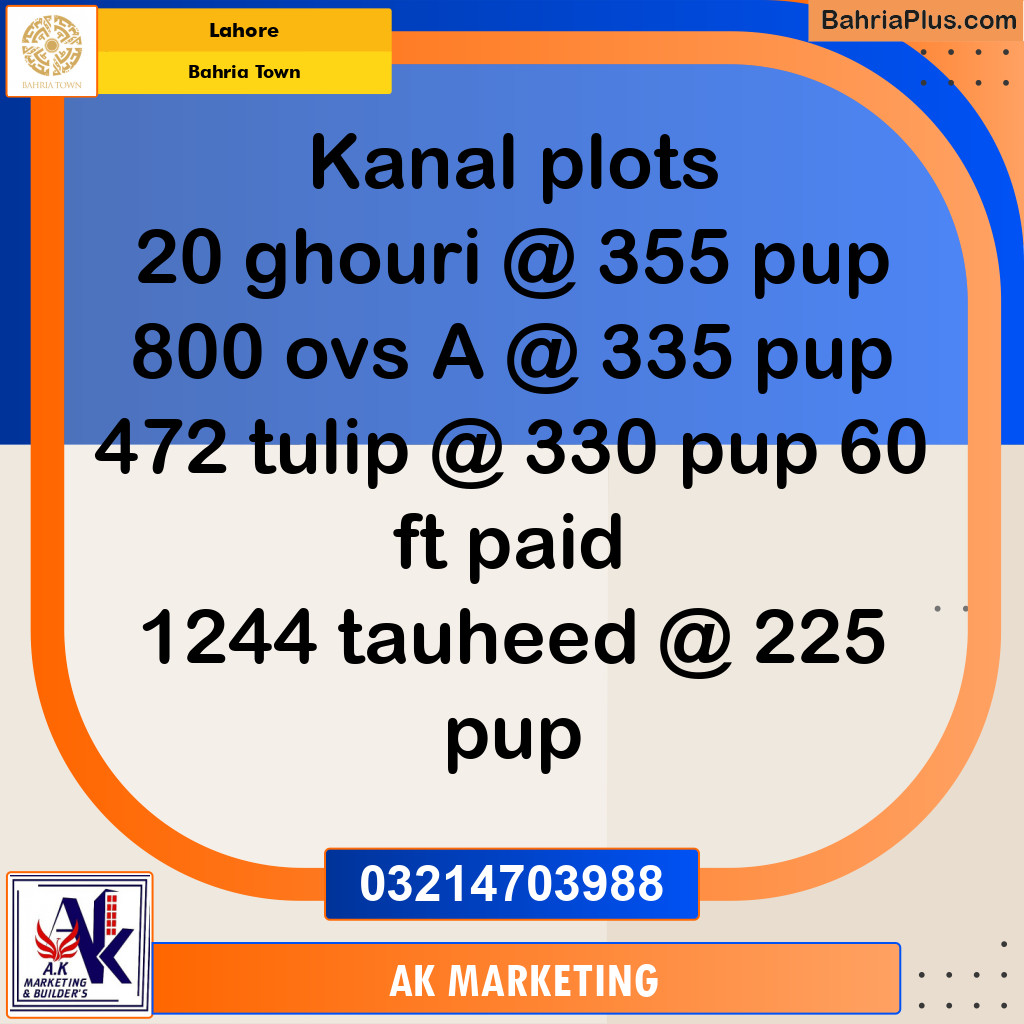 Residential Plot for Sale in Bahria Town, Lahore - (BP-200080)