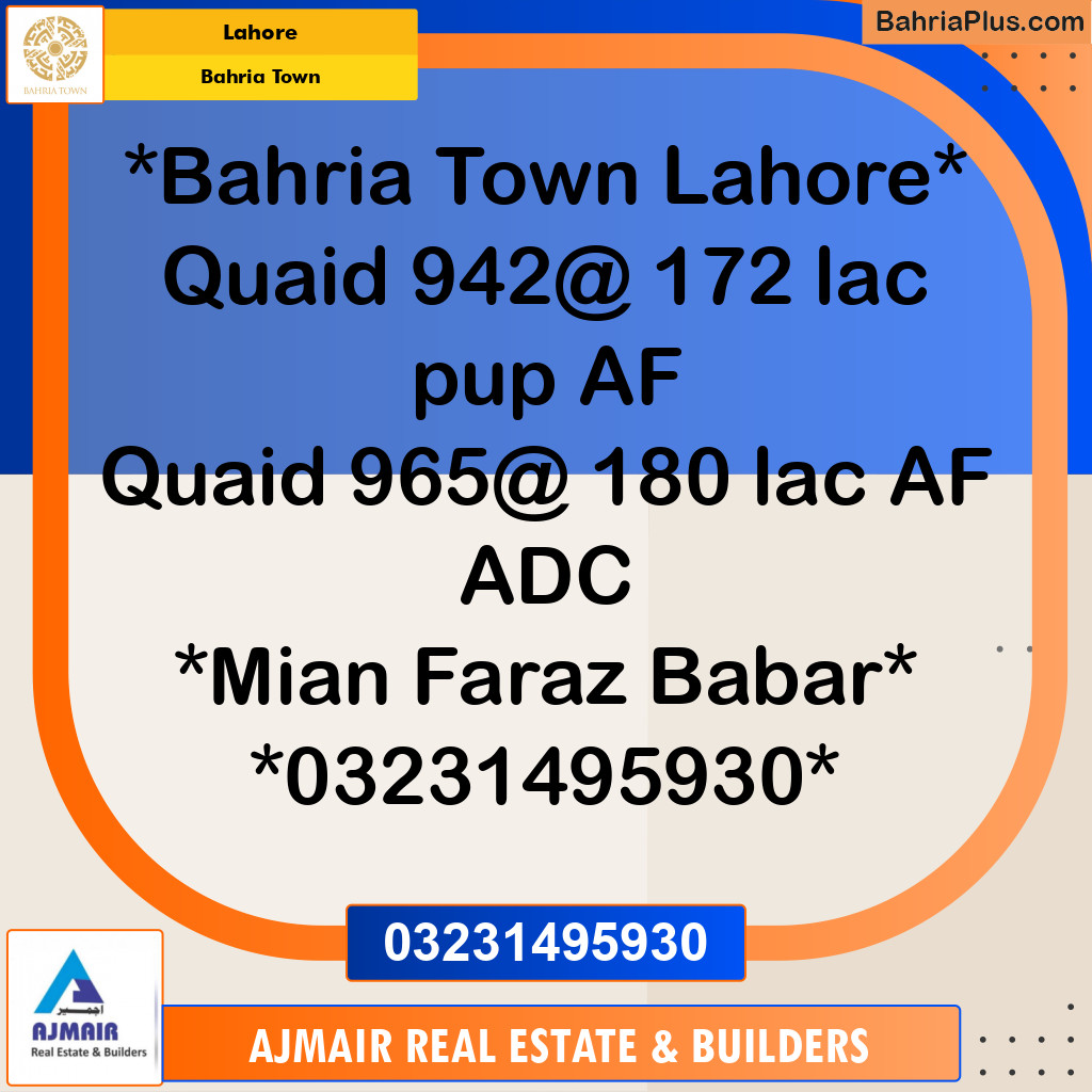 Residential Plot for Sale in Bahria Town, Lahore - (BP-200084)