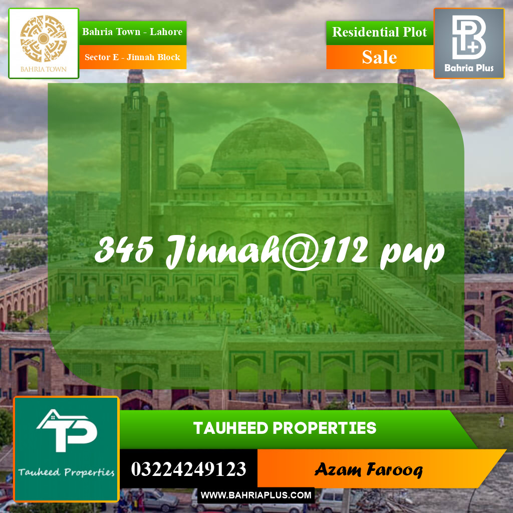 5 Marla Residential Plot for Sale in Sector E - Jinnah Block -  Bahria Town, Lahore - (BP-200107)