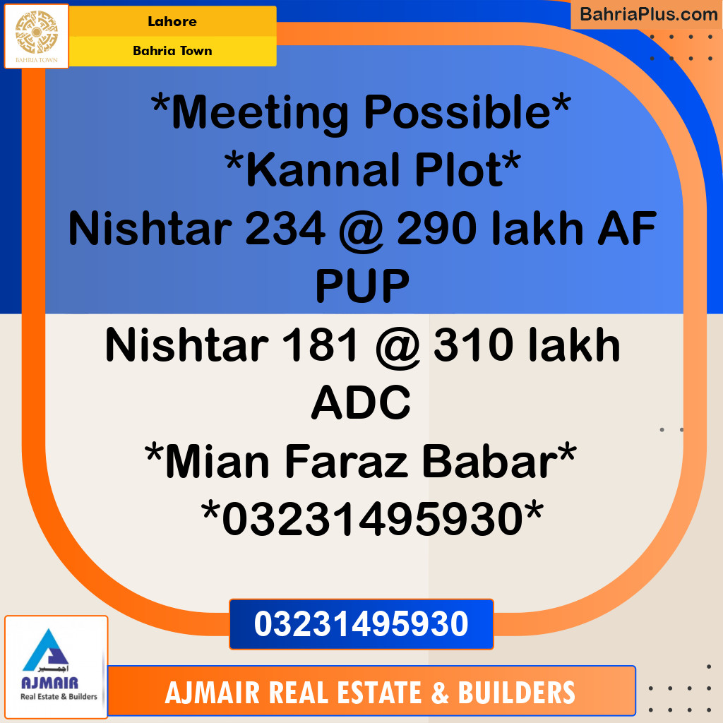 Residential Plot for Sale in Bahria Town, Lahore - (BP-200118)