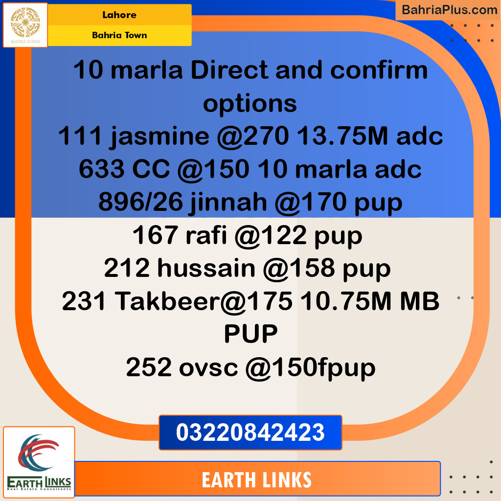 Residential Plot for Sale in Bahria Town, Lahore - (BP-200124)