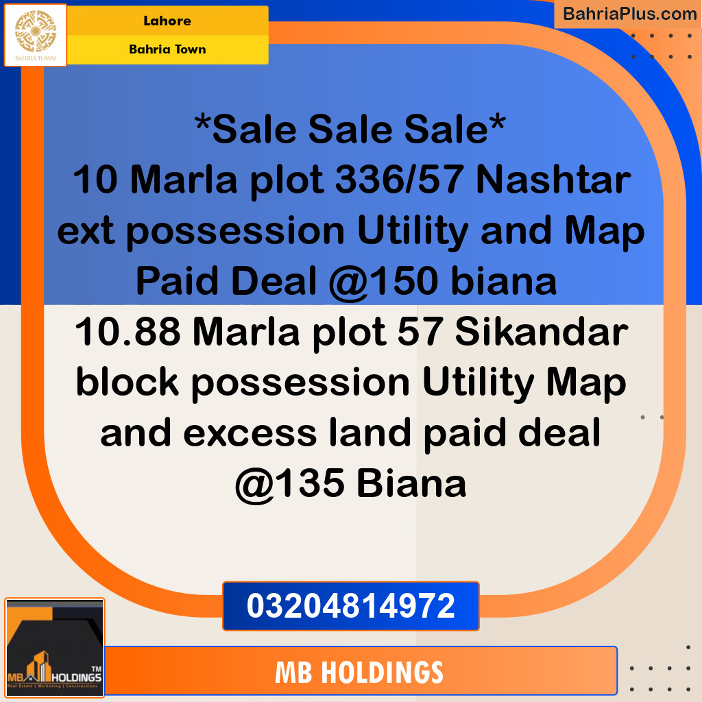 Residential Plot for Sale in Bahria Town, Lahore - (BP-200130)