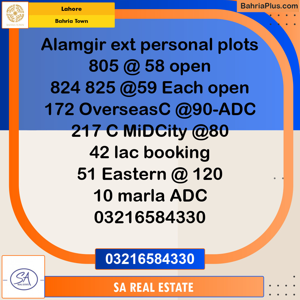 Residential Plot for Sale in Bahria Town, Lahore - (BP-200139)