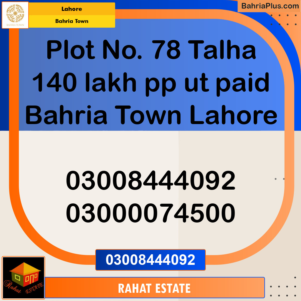 Residential Plot for Sale in Bahria Town, Lahore - (BP-200155)