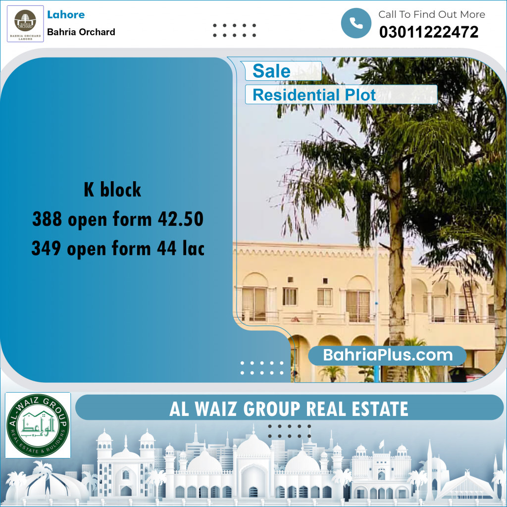 Residential Plot for Sale in Bahria Orchard, Lahore - (BP-200199)