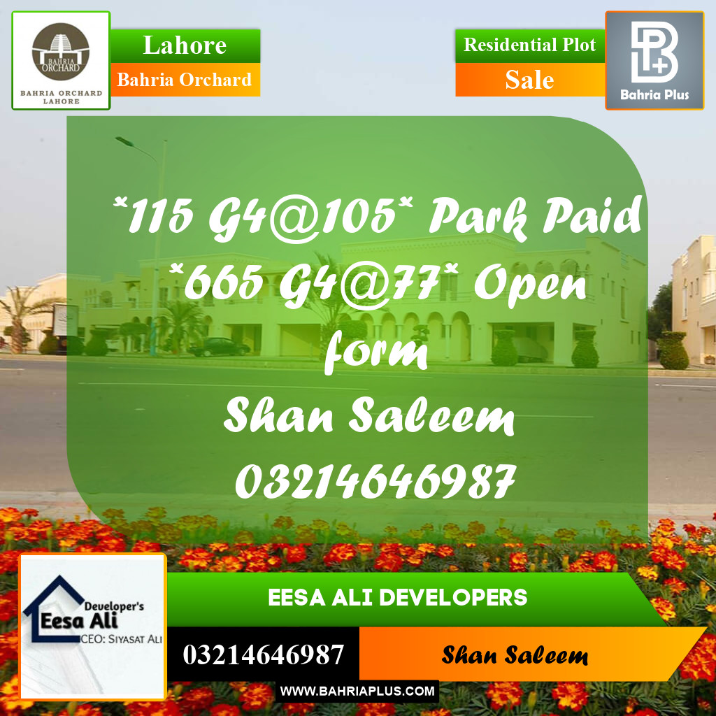 Residential Plot for Sale in Bahria Orchard, Lahore - (BP-200233)