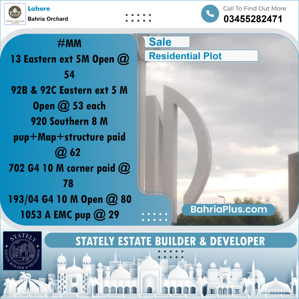 Residential Plot for Sale in Bahria Orchard, Lahore - (BP-200238)