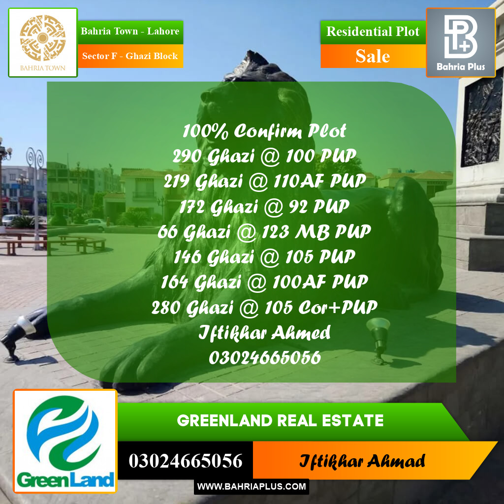 10 Marla Residential Plot for Sale in Sector F - Ghazi Block -  Bahria Town, Lahore - (BP-200256)