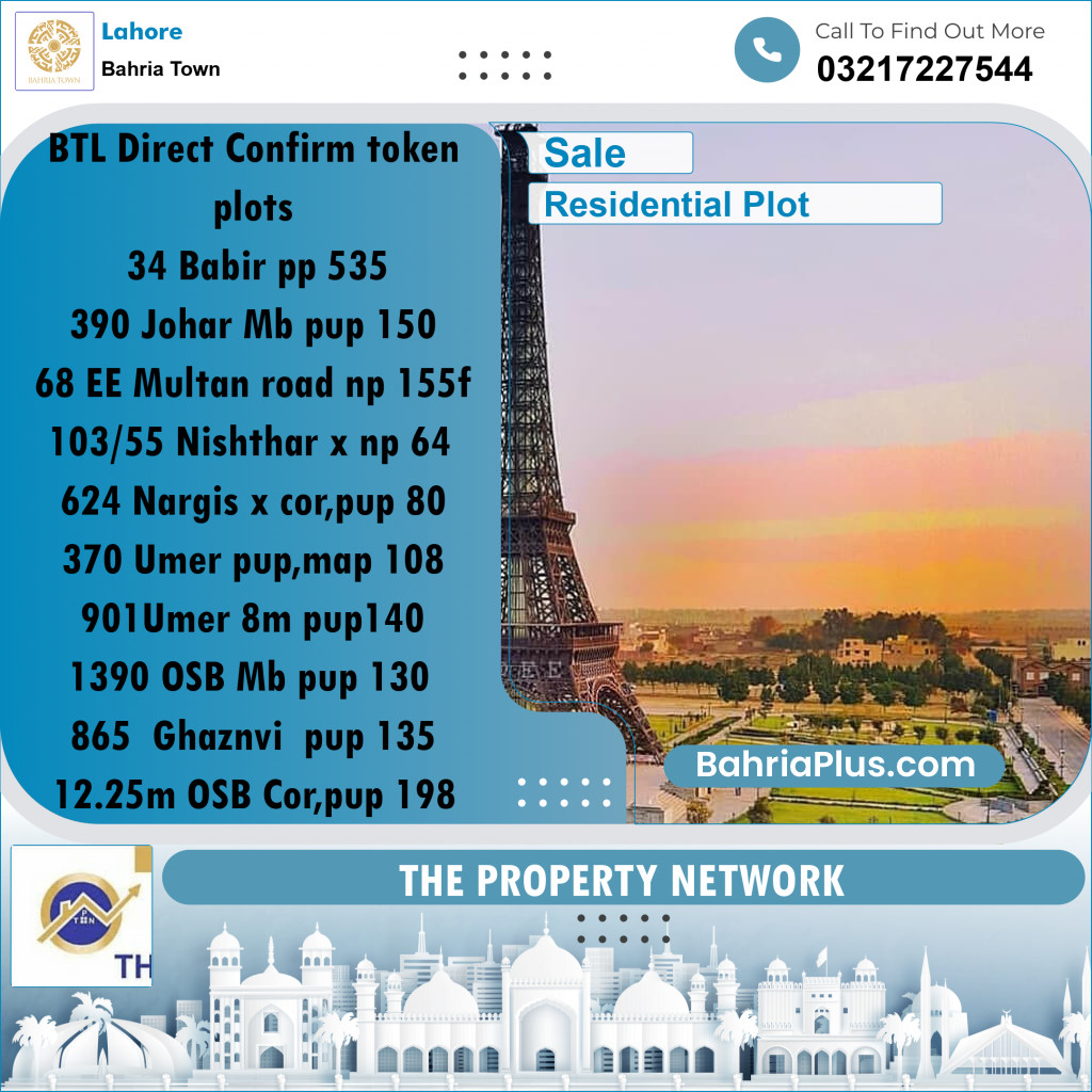 Residential Plot for Sale in Bahria Town, Lahore - (BP-200271)
