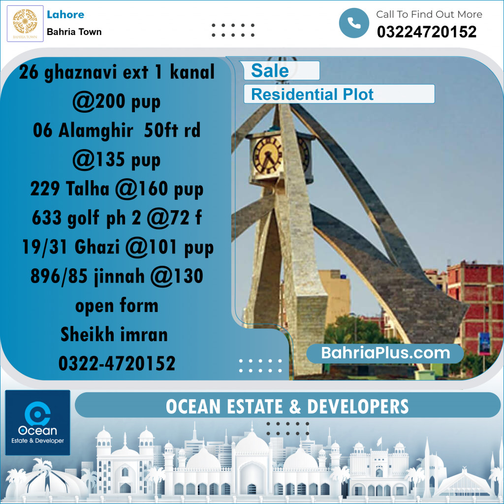 Residential Plot for Sale in Bahria Town, Lahore - (BP-200284)