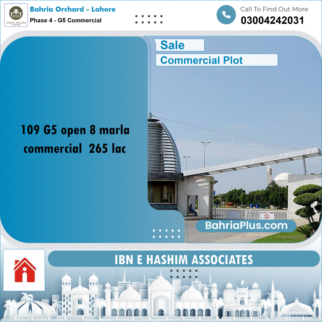 8 Marla Commercial Plot for Sale in Phase 4 - G5 Commercial -  Bahria Orchard, Lahore - (BP-200312)