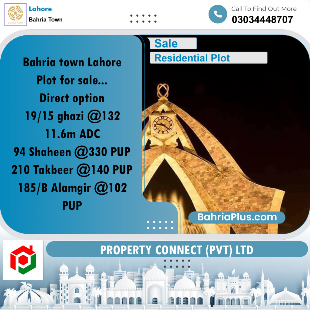 Residential Plot for Sale in Bahria Town, Lahore - (BP-200348)