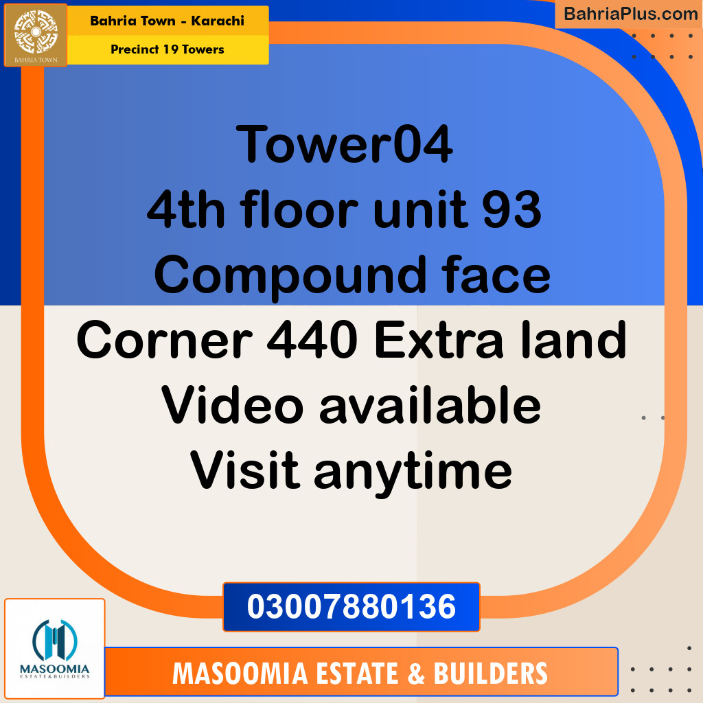 2691 Sq. Ft. Residential Apartment for Sale in Precinct 19 Towers - Bahria Town, Karachi - (BP-200358)