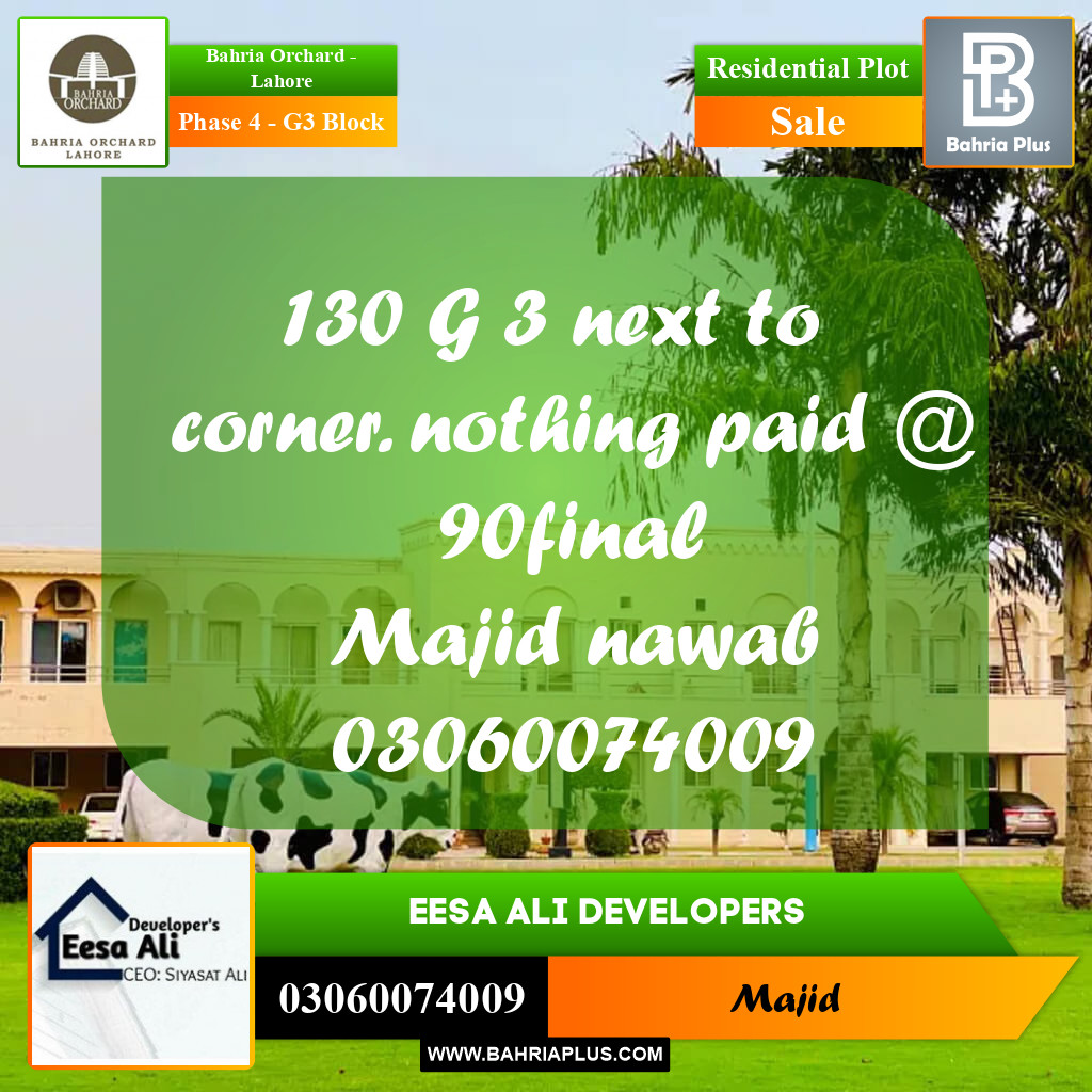 Residential Plot for Sale in Phase 4 - G3 Block -  Bahria Orchard, Lahore - (BP-200373)