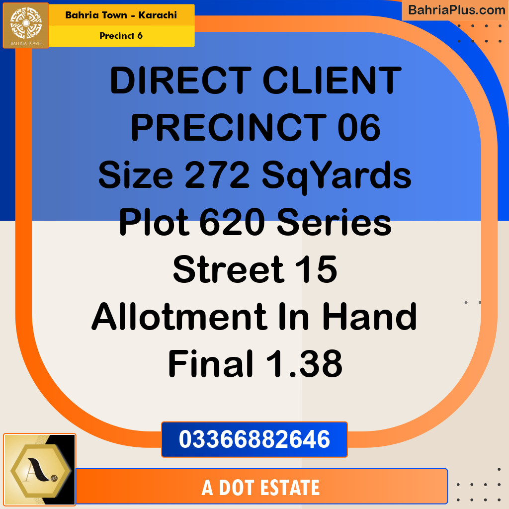 272 Sq. Yards Residential Plot for Sale in Precinct 6 -  Bahria Town, Karachi - (BP-200392)