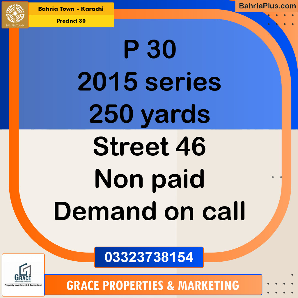 250 Sq. Yards Residential Plot for Sale in Precinct 30 -  Bahria Town, Karachi - (BP-200396)