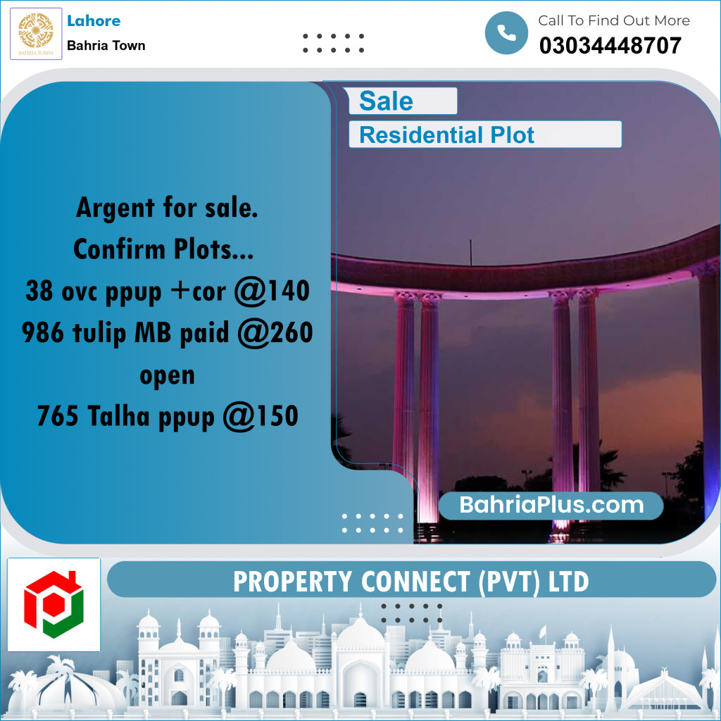 Residential Plot for Sale in Bahria Town, Lahore - (BP-200429)