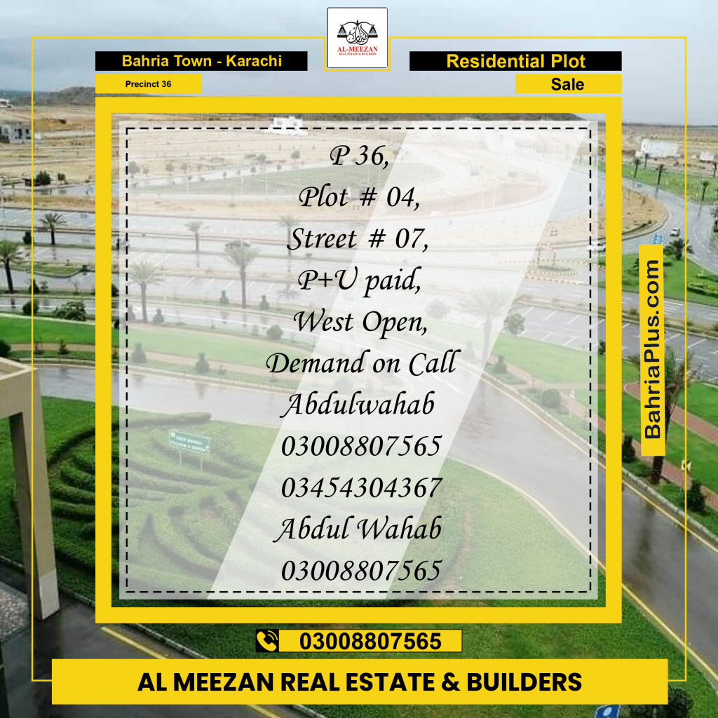 500 Sq. Yards Residential Plot for Sale in Precinct 36 -  Bahria Town, Karachi - (BP-200454)