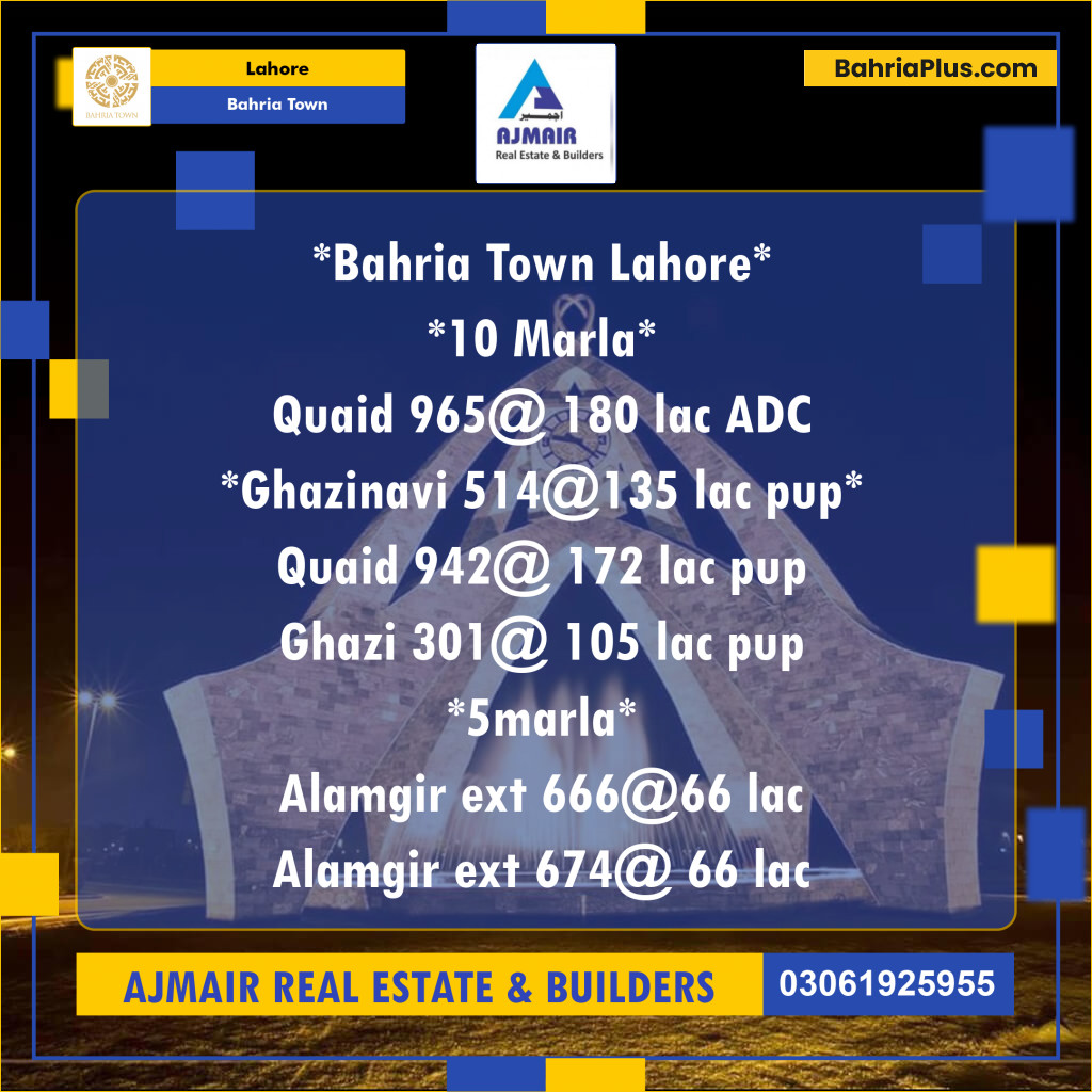 Residential Plot for Sale in Bahria Town, Lahore - (BP-200491)