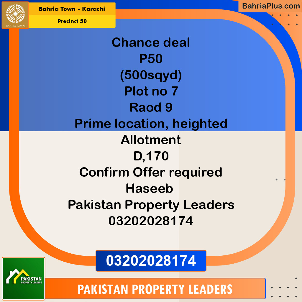 500 Sq. Yards Residential Plot for Sale in Precinct 50 -  Bahria Town, Karachi - (BP-200519)