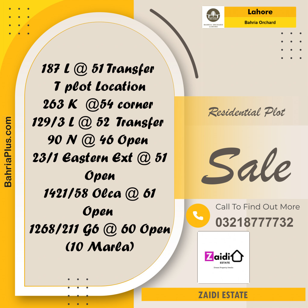 Residential Plot for Sale in Bahria Orchard, Lahore - (BP-200522)