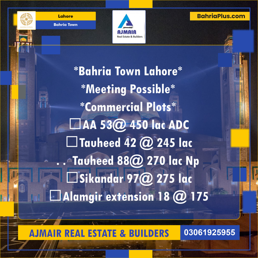 Residential Plot for Sale in Bahria Town, Lahore - (BP-200550)