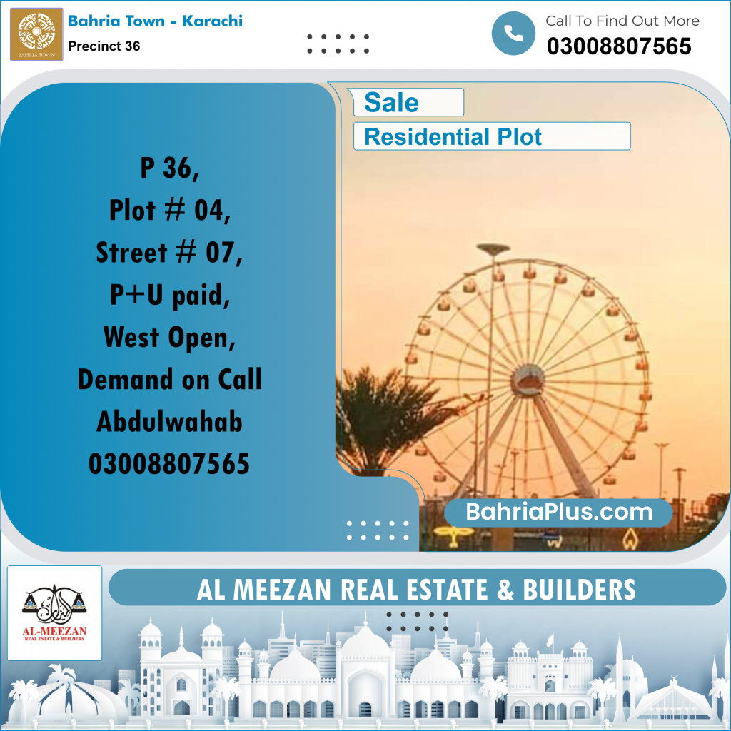 500 Sq. Yards Residential Plot for Sale in Precinct 36 -  Bahria Town, Karachi - (BP-200553)