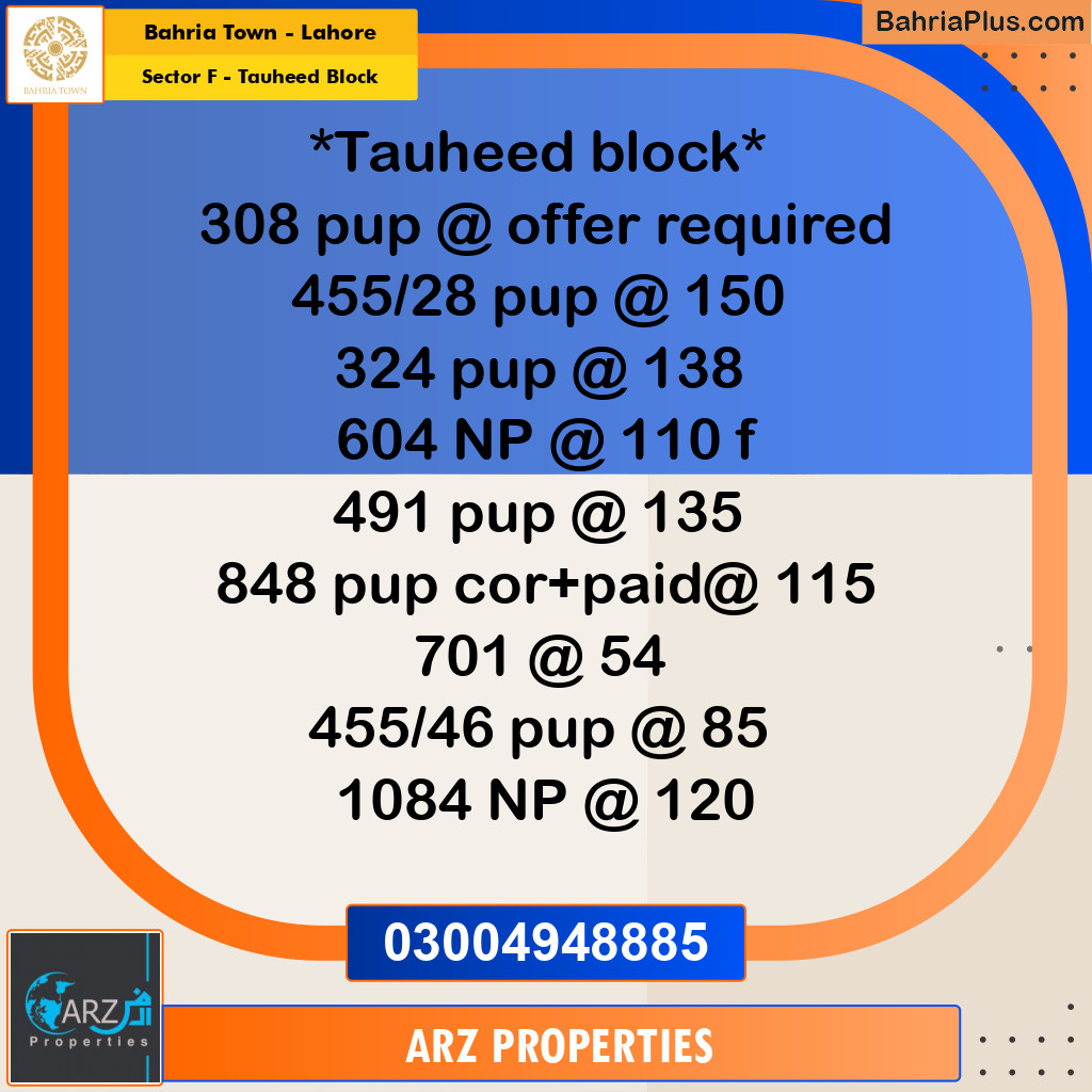 Residential Plot for Sale in Sector F - Tauheed Block - Bahria Town, Lahore - (BP-200612)