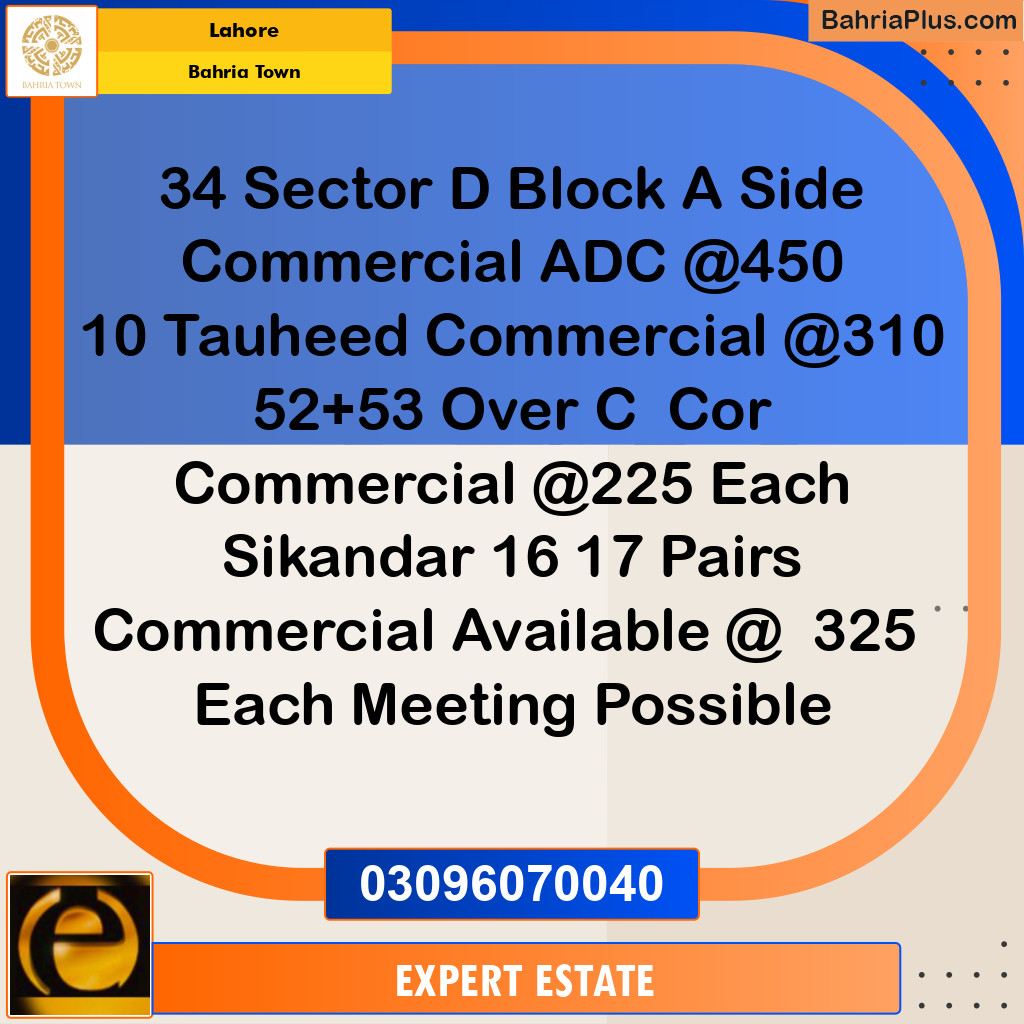 5 Marla Commercial Plot for Sale in Bahria Town, Lahore - (BP-200616)