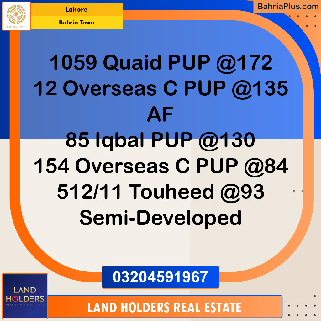 Residential Plot for Sale in Bahria Town, Lahore - (BP-200625)