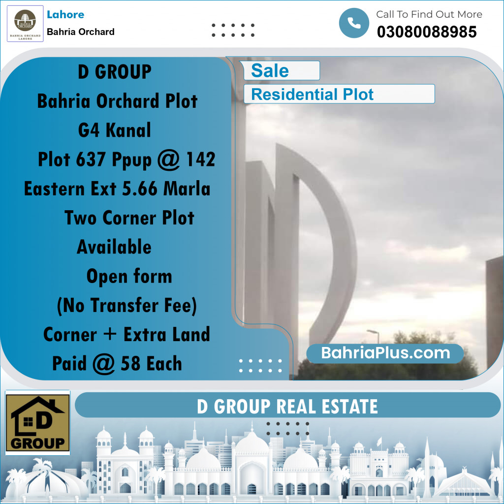 Residential Plot for Sale in Bahria Orchard, Lahore - (BP-200641)