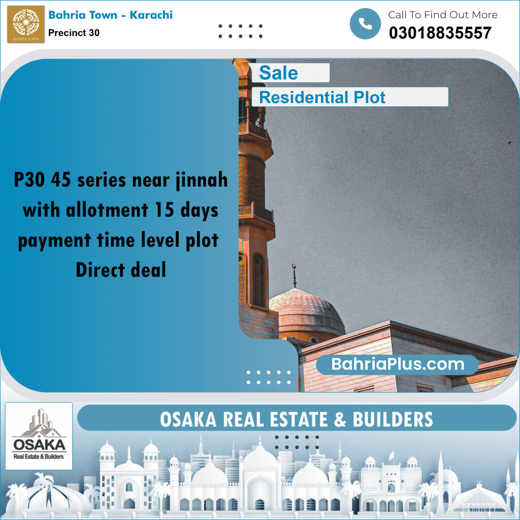 250 Sq. Yards Residential Plot for Sale in Precinct 30 -  Bahria Town, Karachi - (BP-200642)
