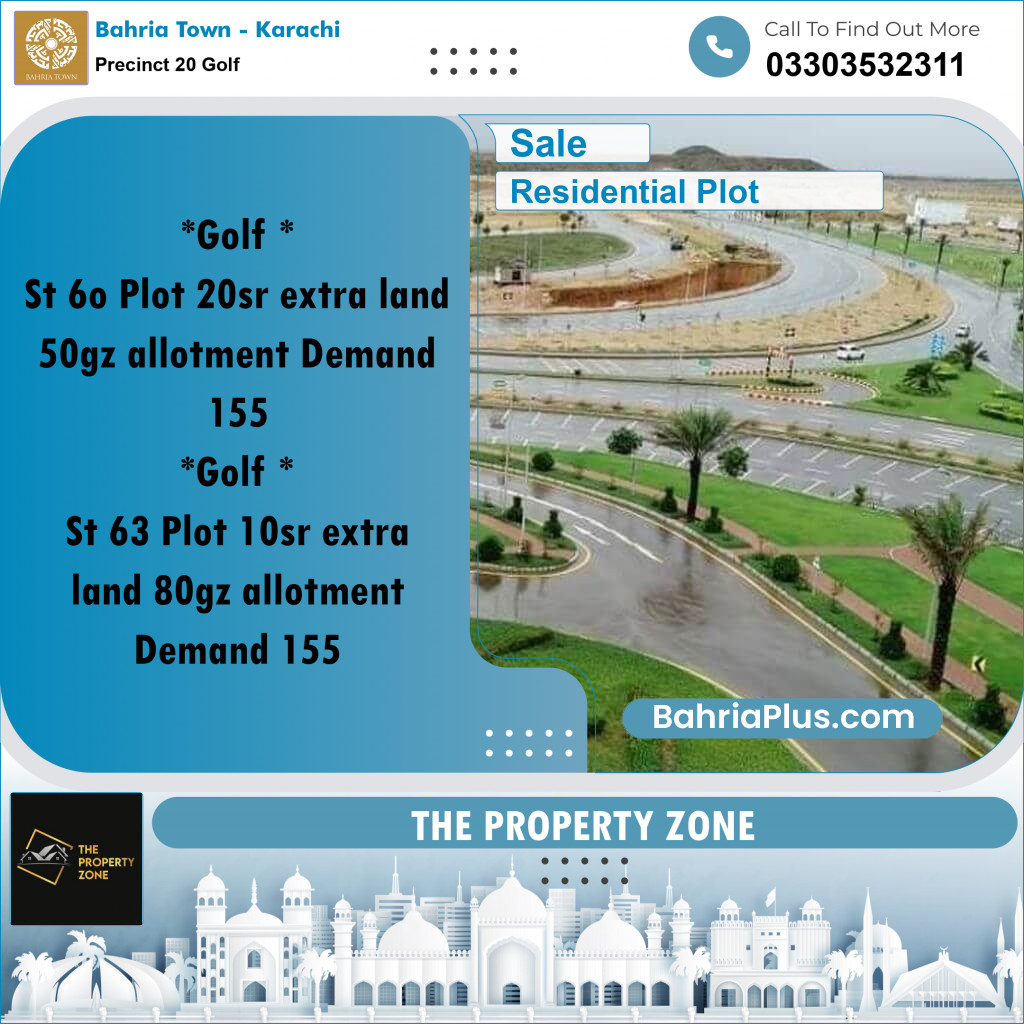 500 Sq. Yards Residential Plot for Sale in Precinct 20 Golf -  Bahria Town, Karachi - (BP-200645)