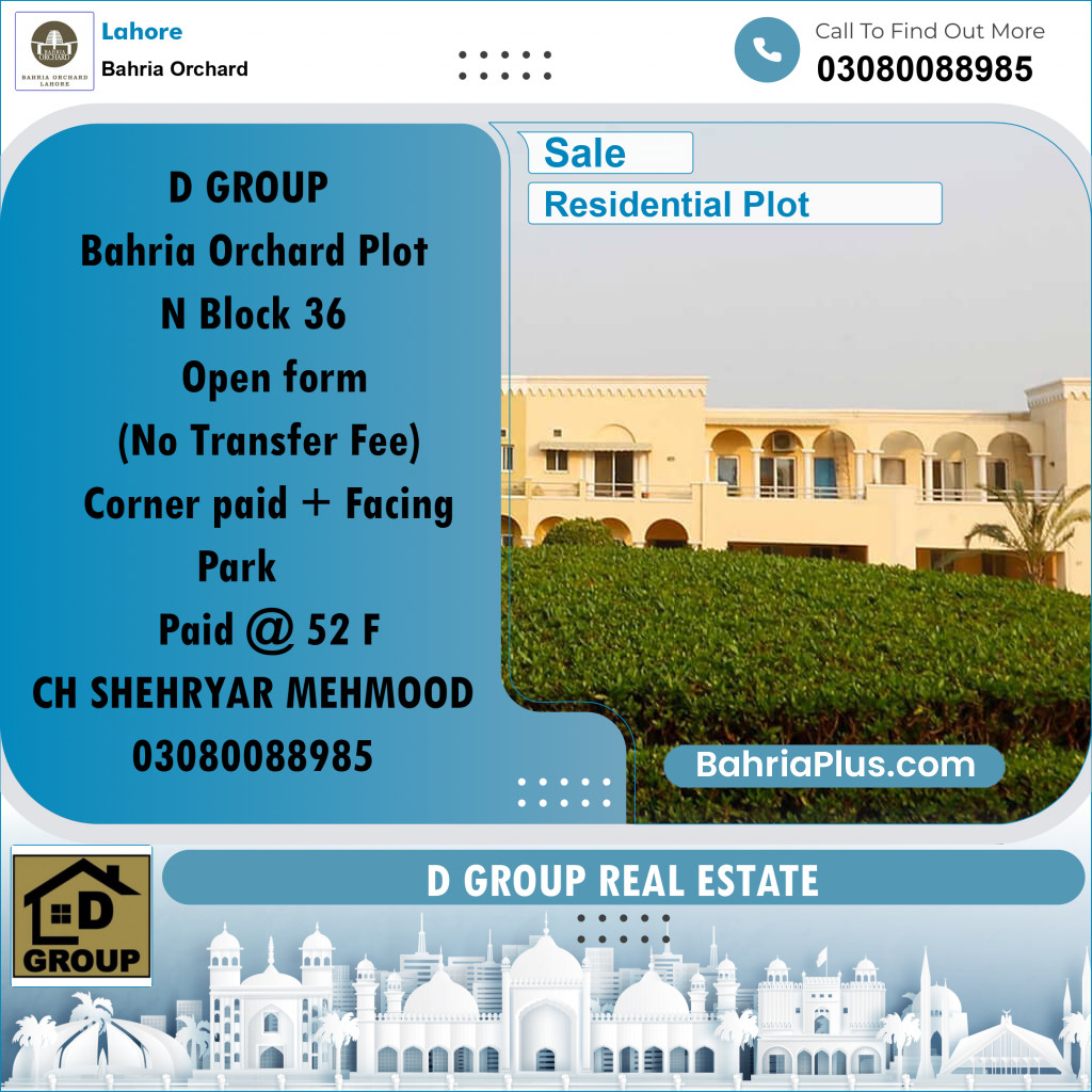 Residential Plot for Sale in Bahria Orchard, Lahore - (BP-200647)