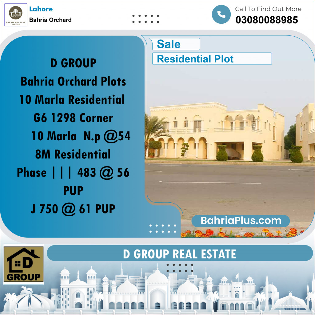 Residential Plot for Sale in Bahria Orchard, Lahore - (BP-200653)