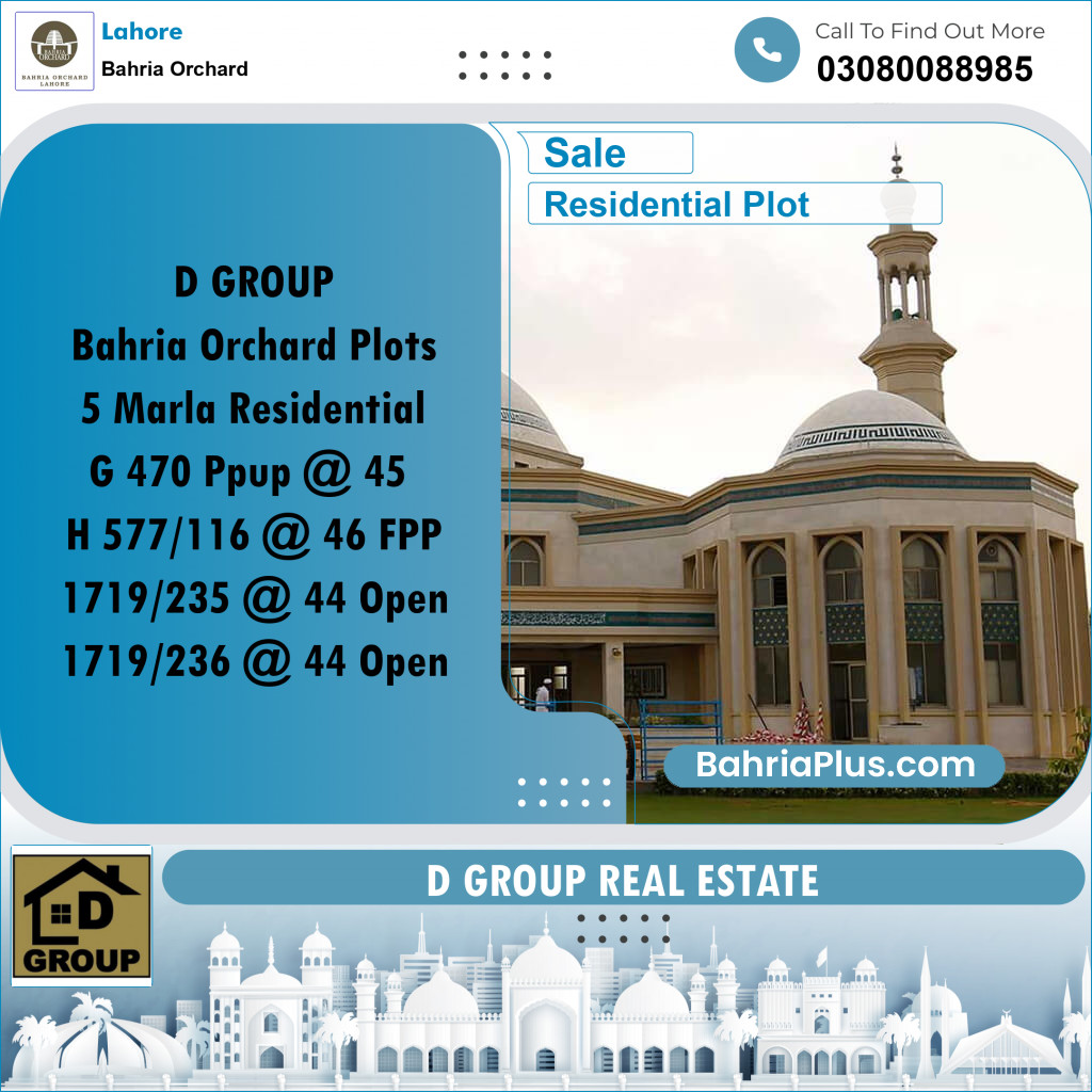 Residential Plot for Sale in Bahria Orchard, Lahore - (BP-200655)