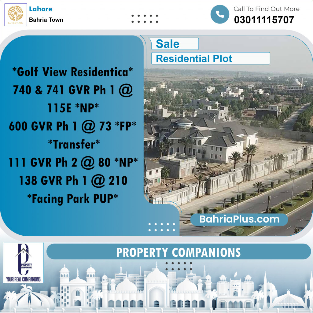 Residential Plot for Sale in Bahria Town, Lahore - (BP-200666)