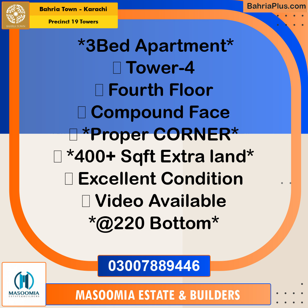 Residential Apartment for Sale in Precinct 19 Towers -  Bahria Town, Karachi - (BP-200667)