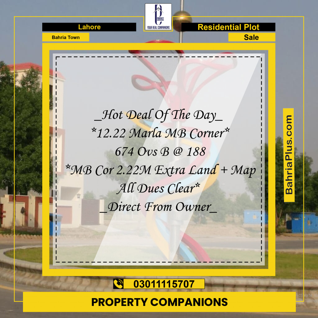 Residential Plot for Sale in Bahria Town, Lahore - (BP-200675)