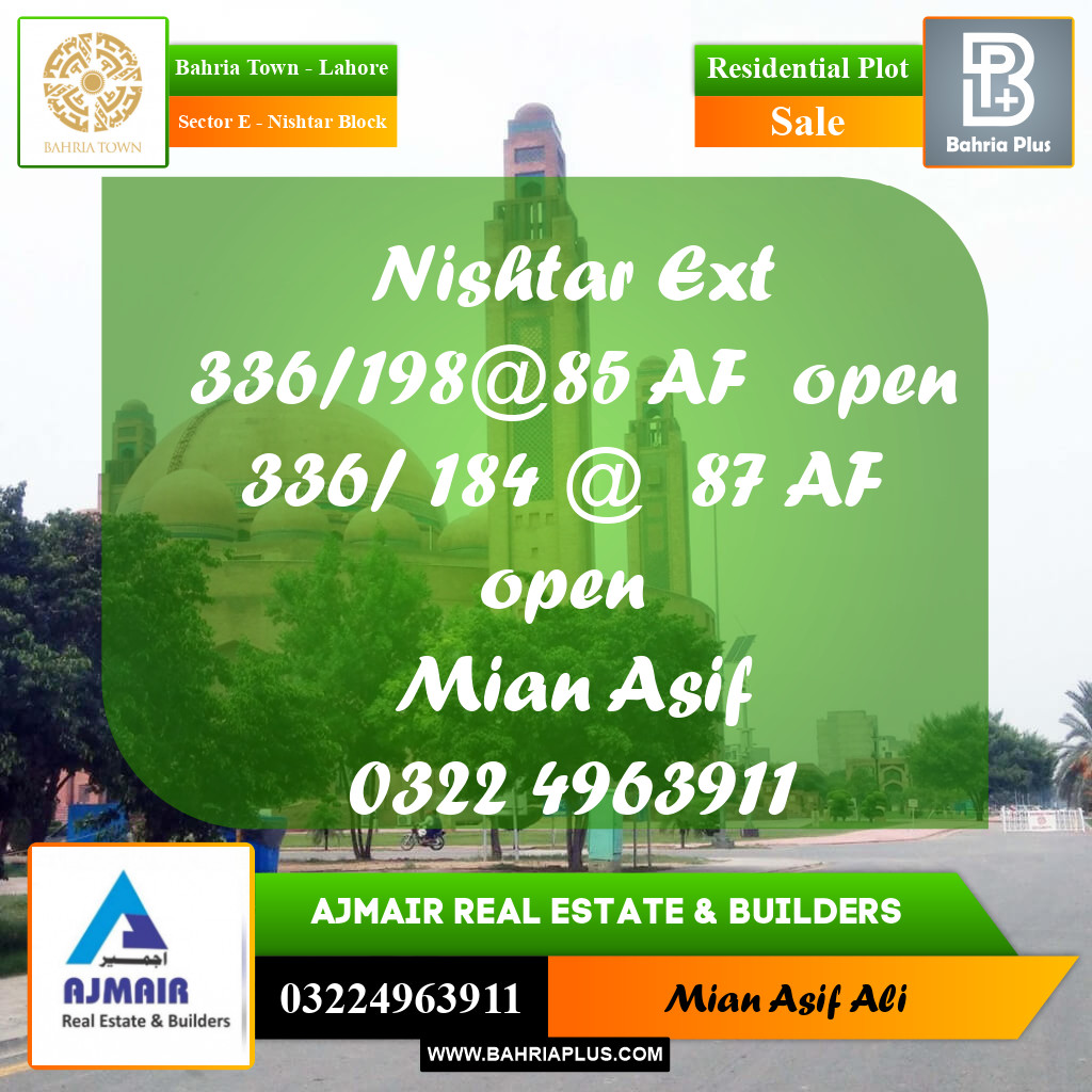 Residential Plot for Sale in Sector E - Nishtar Block -  Bahria Town, Lahore - (BP-200752)