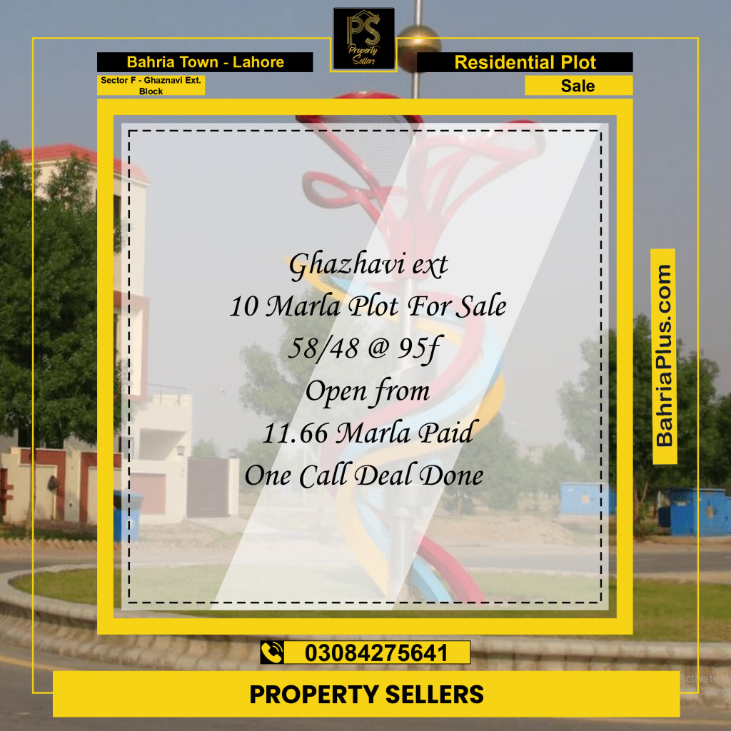 11 Marla Residential Plot for Sale in Sector F - Ghaznavi Ext. Block -  Bahria Town, Lahore - (BP-200774)